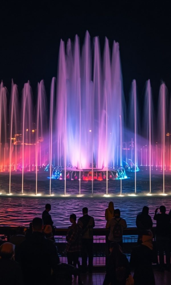نمای شب آبنمای کف خشک